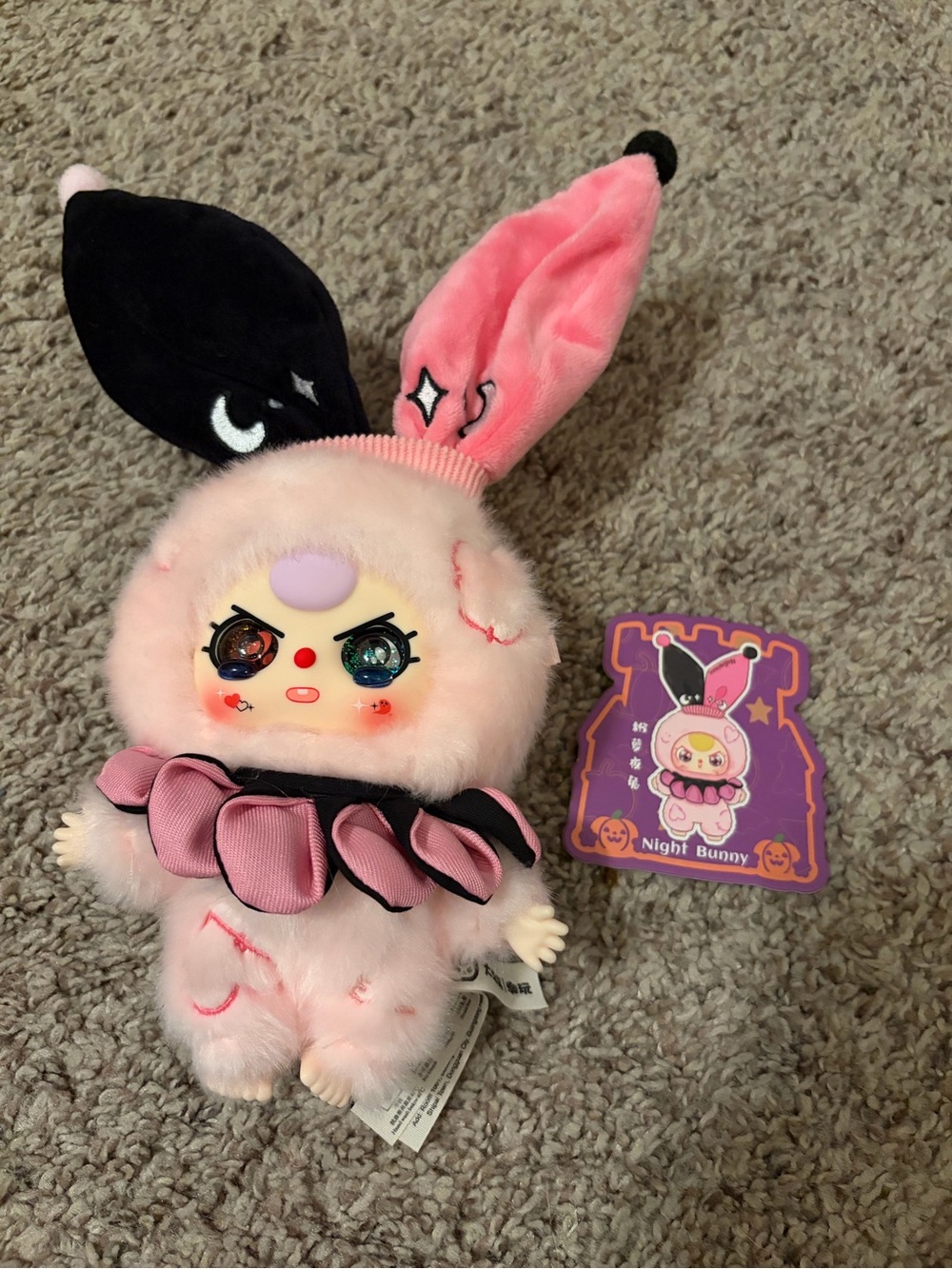 Night Bunny Plush Character Doll - Pink